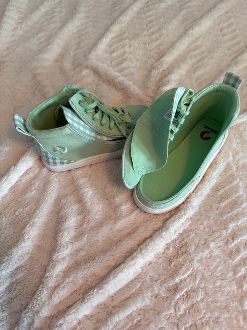 Billy Adaptive Footwear for Orthotics - Mint Green High-Top Canvas Sneakers